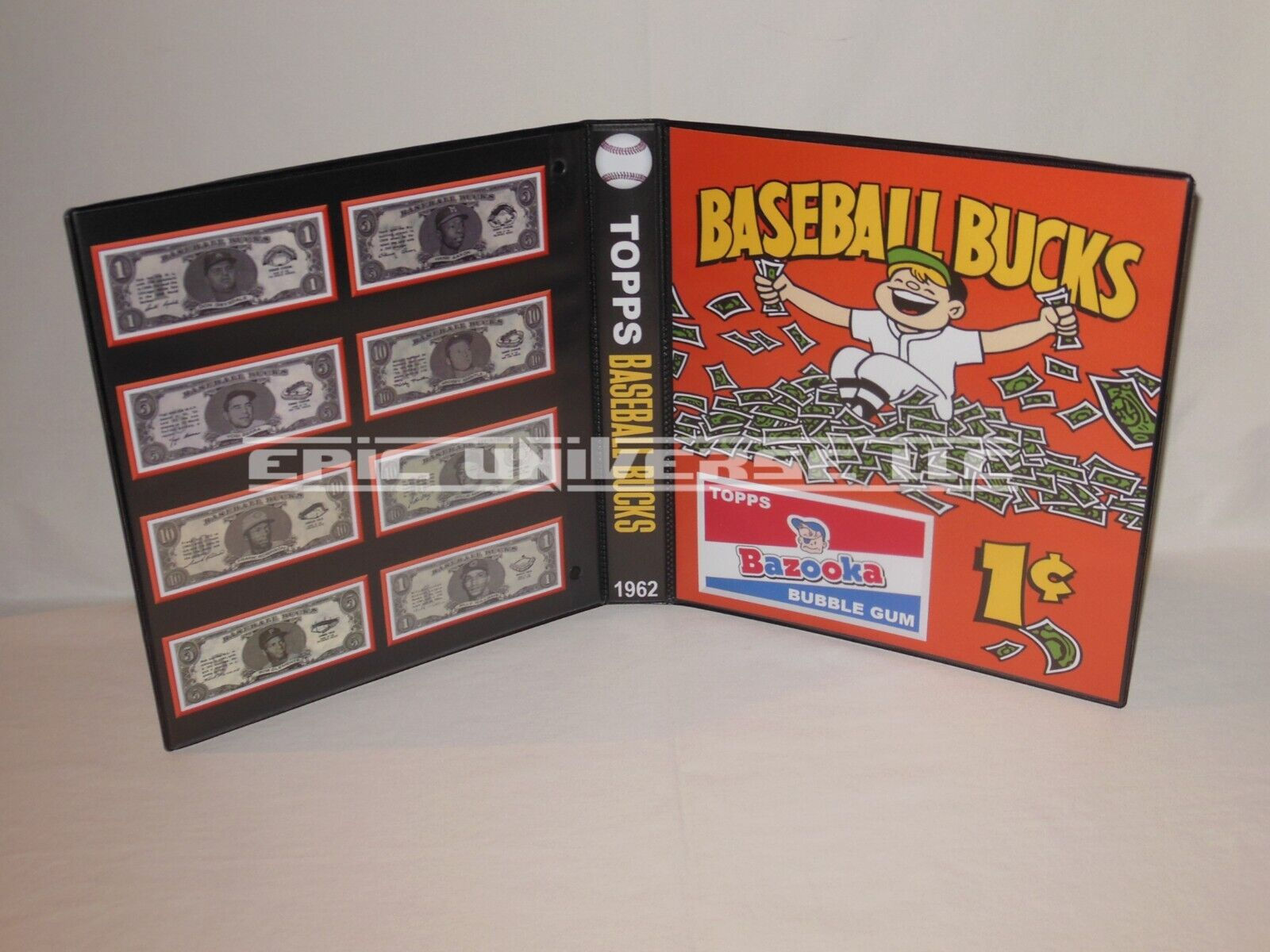 Custom Made 1-Inch 1962 Topps Baseball Bucks Trading Card Album Binder