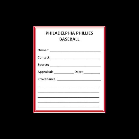 Thumbnail: 3-Inch Philadelphia Phillies
Baseball Collector's Album Binder Provenance Card.