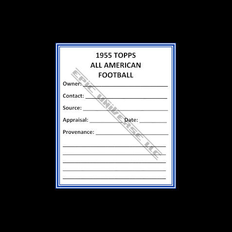 Thumbnail: 1-Inch 1955 Topps All American Football Trading Card Album Binder Provenance Card.