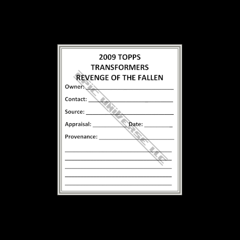 Thumbnail: Custom Made 1-Inch 2009 Transformers Revenge of the Fallen Trading Card Binder
