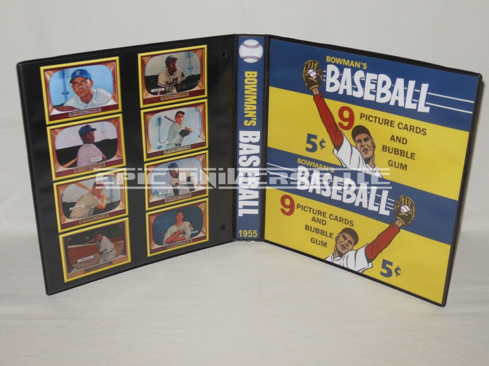 Custom Made 1-Inch 1955 Bowman Baseball Trading Card Album Binder