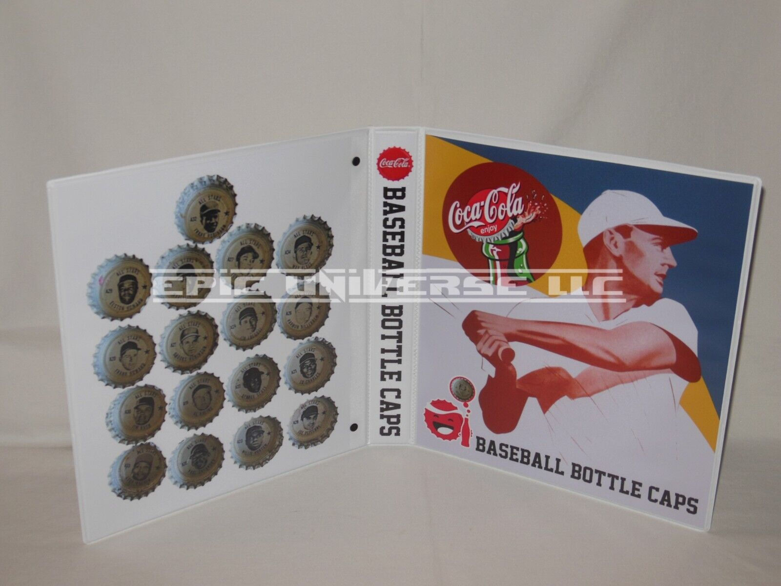 Custom Made 1-Inch Coca Cola Baseball Bottle Caps Collector's Album Binder
