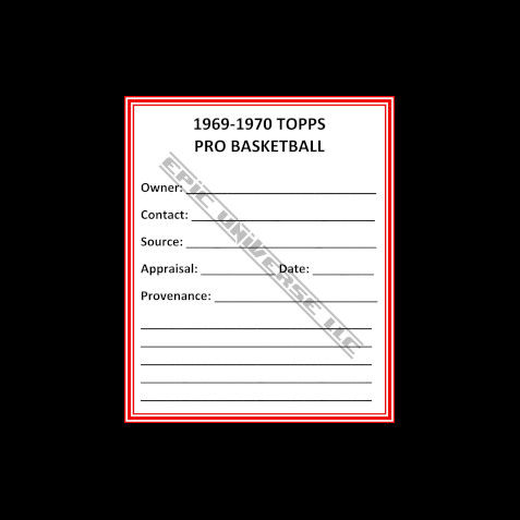 Thumbnail: 1-Inch 1967-1970 Topps Pro Basketball Trading Card Album Binder Provenance Card.
