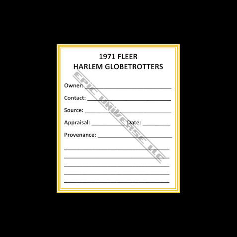 Thumbnail: 1-Inch 1971 Fleer The Harlem Globetrotters Basketball
Trading Card Album Binder Provenance Card.