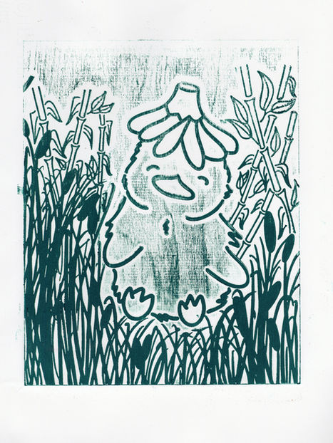 Green Land Duck Woodblock (Portfolio)