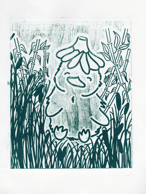 Green Land Duck Woodblock (Portfolio)