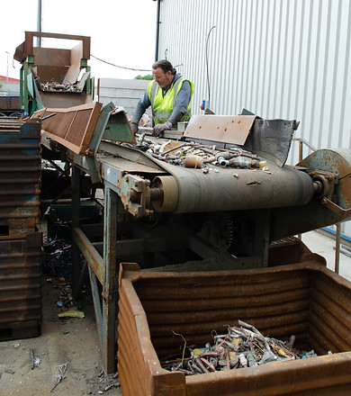 scrap metals sorted, baled