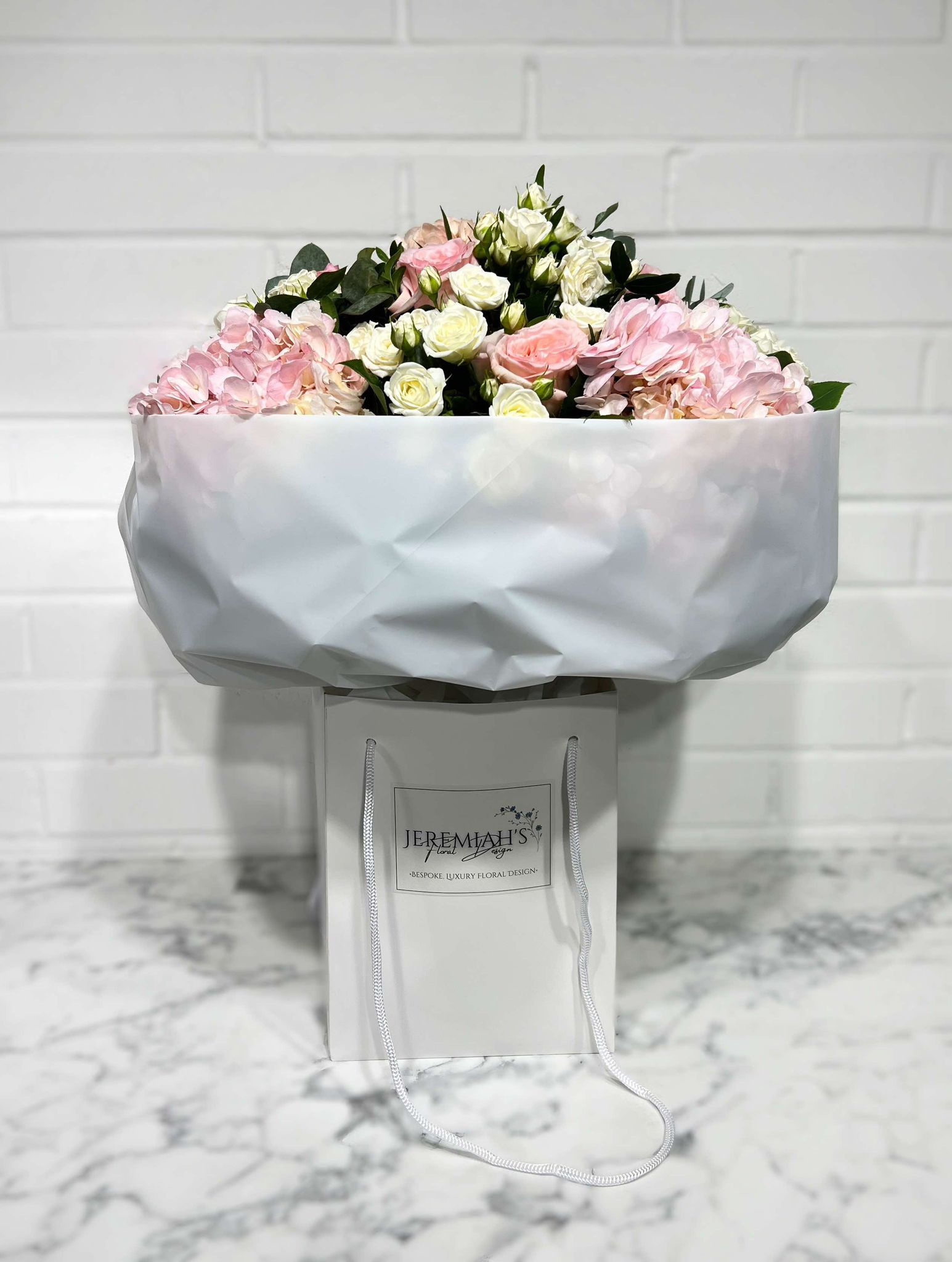 Luxury Hand-Tied Bouquet: Pink & White