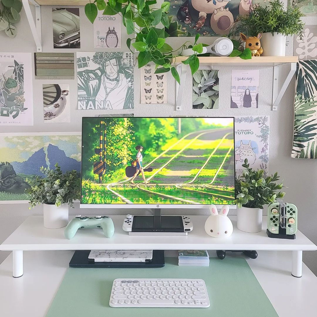 Bamboo Extra Long Dual Monitor Riser (White)