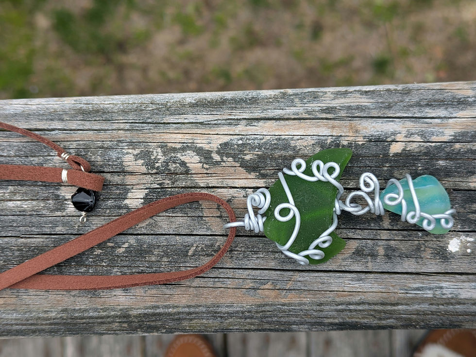 Thumbnail: Double Teals and Green Pendant