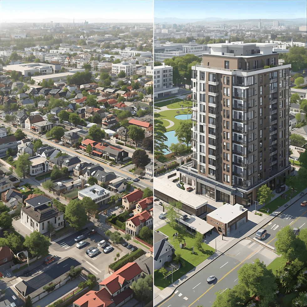 Vision of a future multi-unit apartment in an Auckland suburb