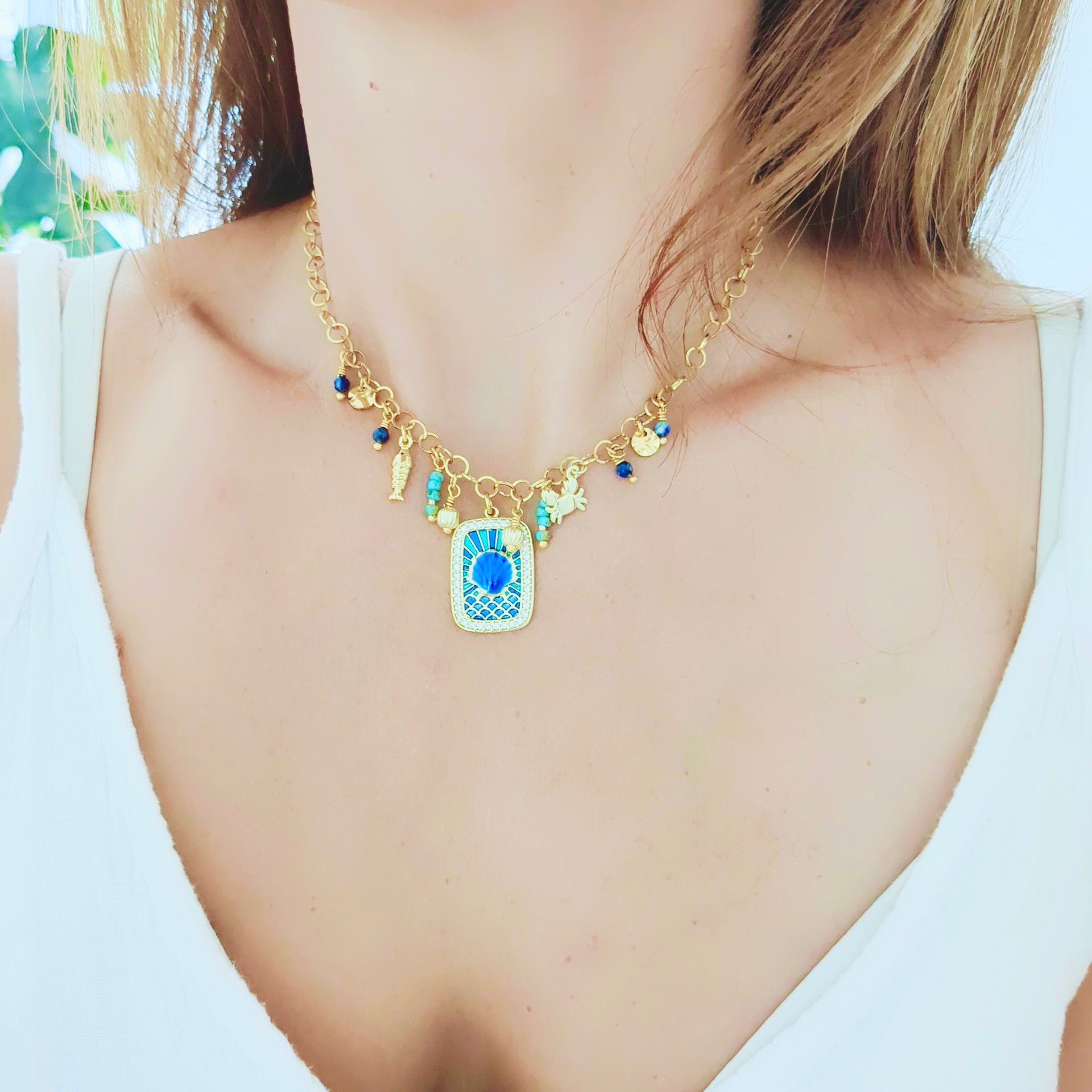 collier bohème • collier bohème chic • collier doré femme • collier esprit marin • collier coquillage • collier étoile de mer
