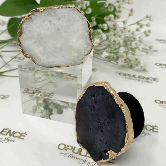 Druzy Quartz Pop-Socket (Black) | Opulence Clothing