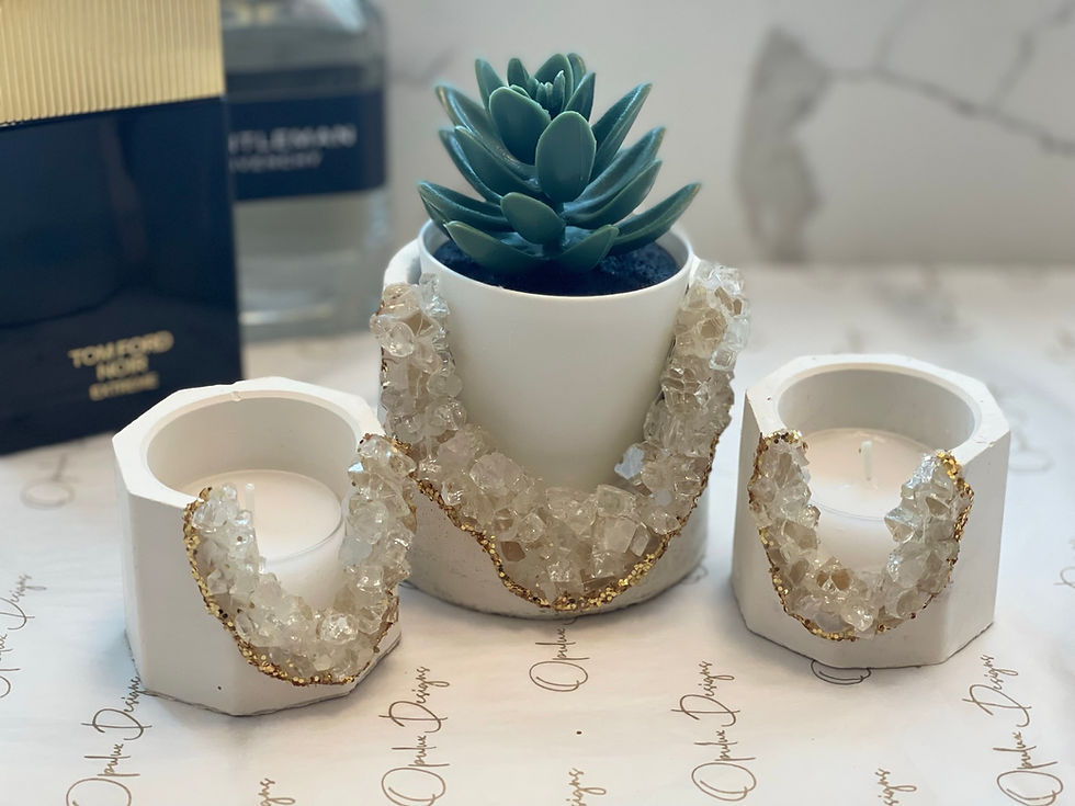Thumbnail: Geode Tealight Candle Holder & Faux Planter Set