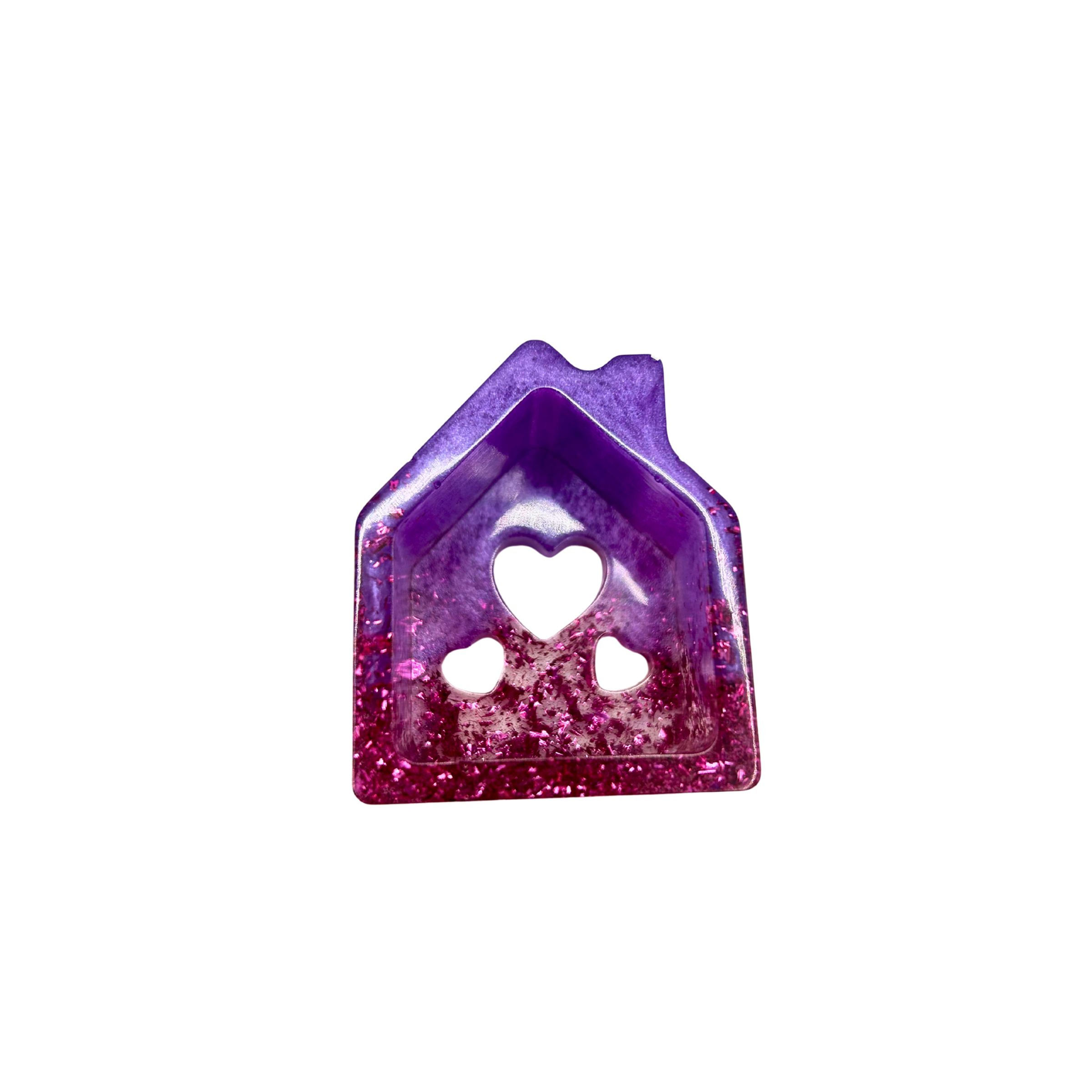 Mini-Weihnachtshäuschen - Herzform in Lavender/Blattmetall Pink