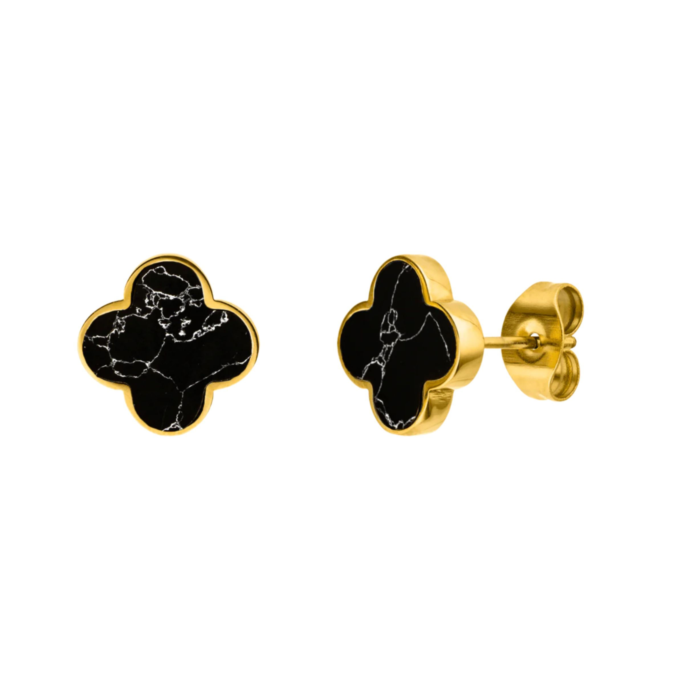 Black-Gold Chloe Ohrstecker | 18K vergoldet