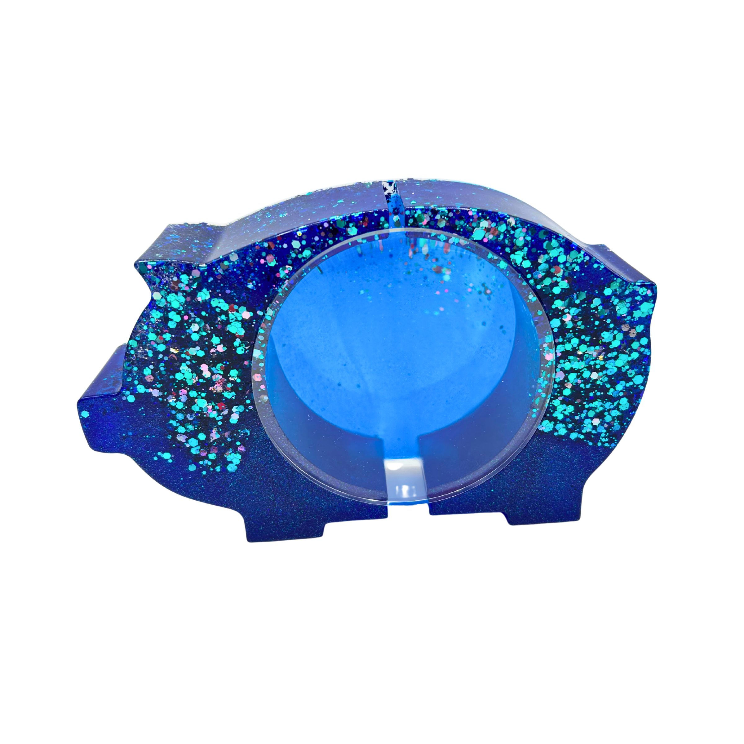 Spardose „Schwein“ in Meerblau Glitzer/Limited Edition Cosmic Blau
