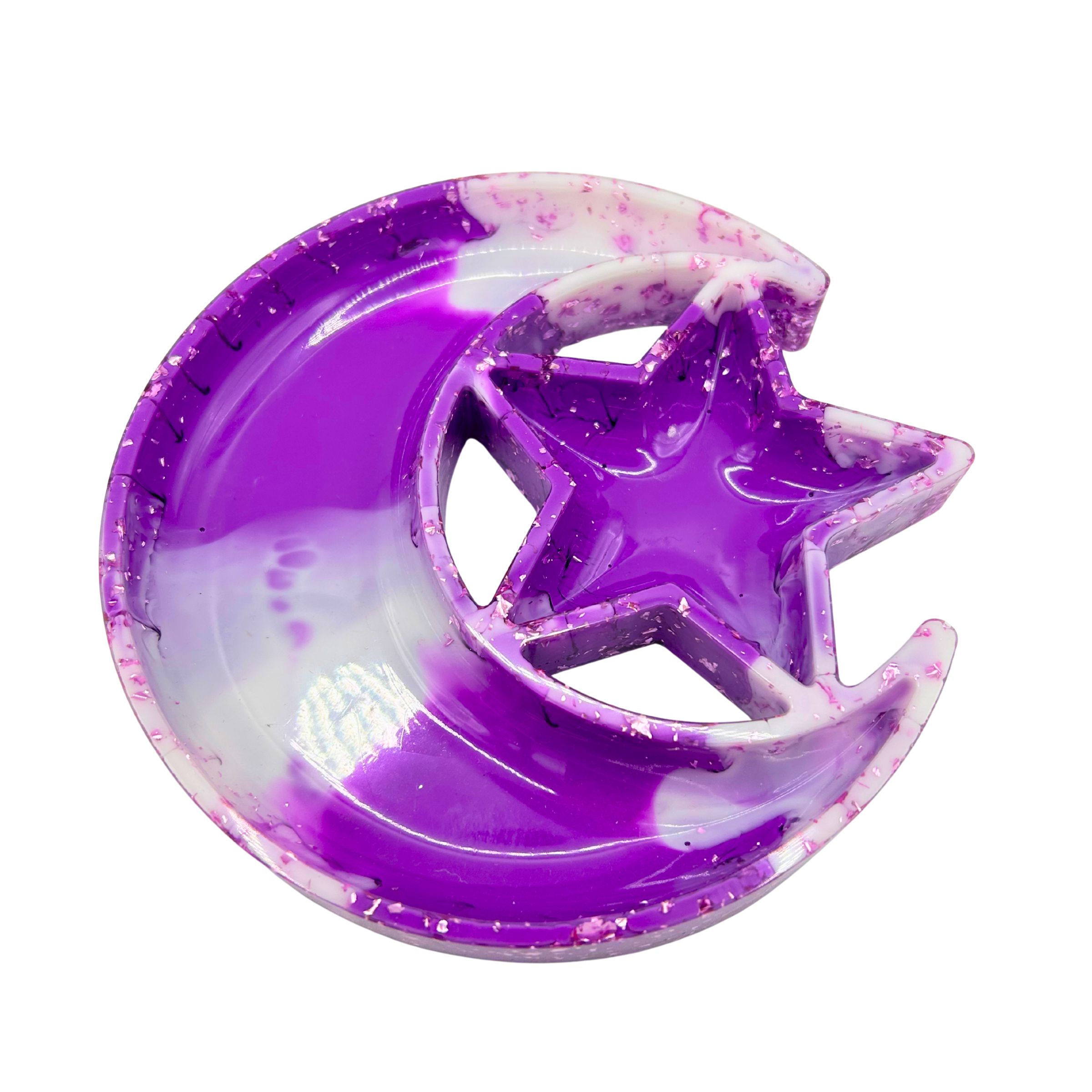 Mond-/Sternschale in Blattmetall Flieder/Orchid Purple/Weiß