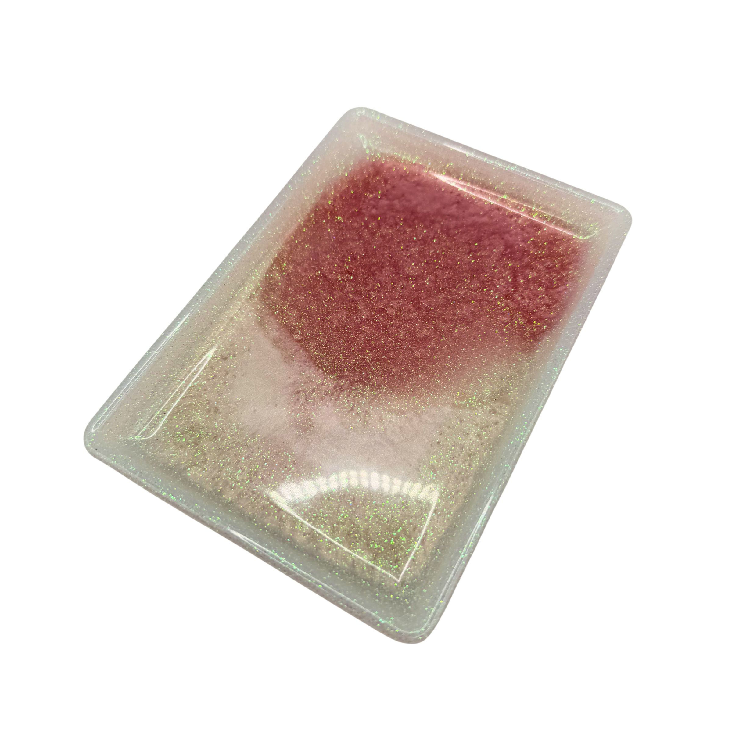 Kleine Ablageschale in Glitzerpigment Weiß/Pink Snow/Pearl White