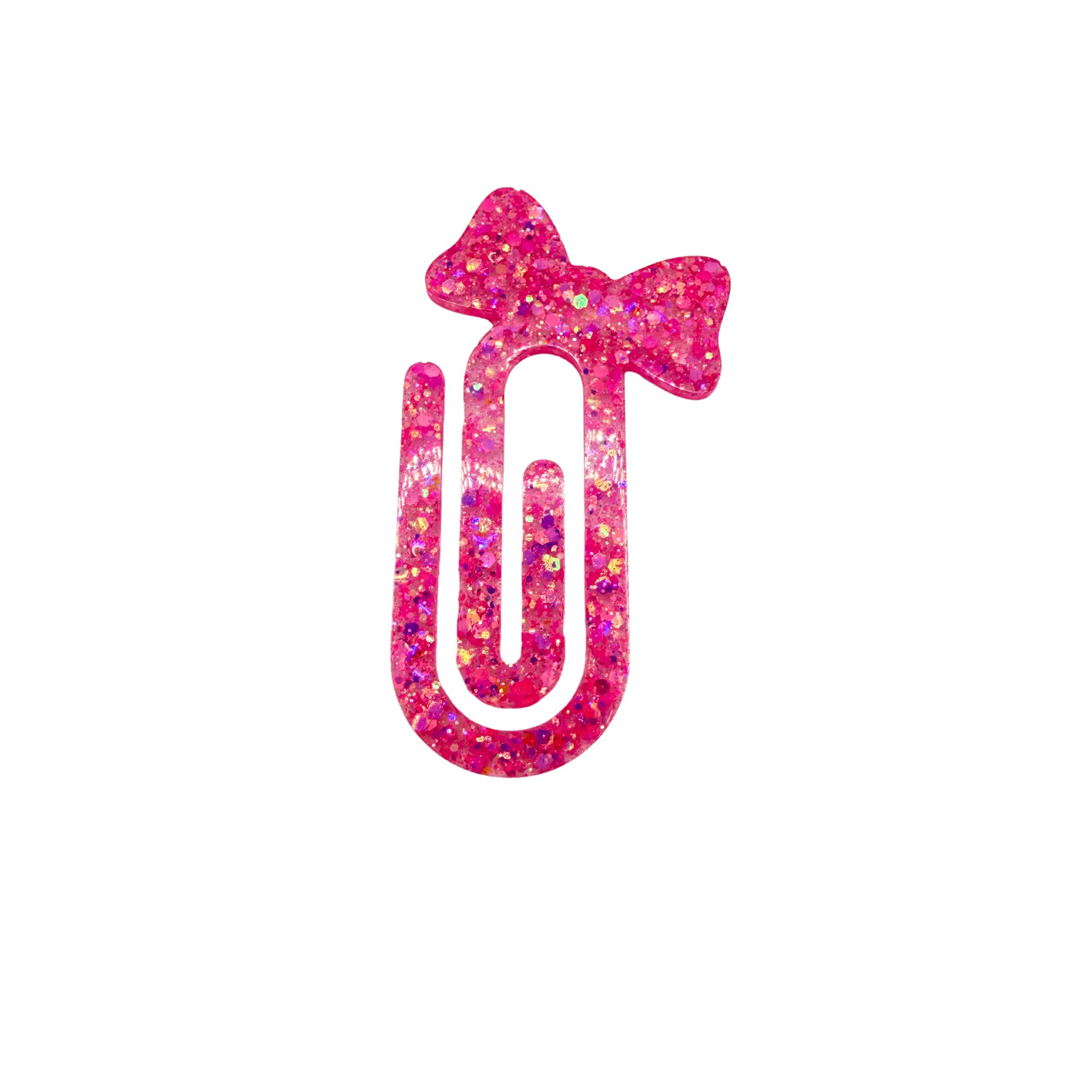 Große Büroklammer in Babypink Glitzer