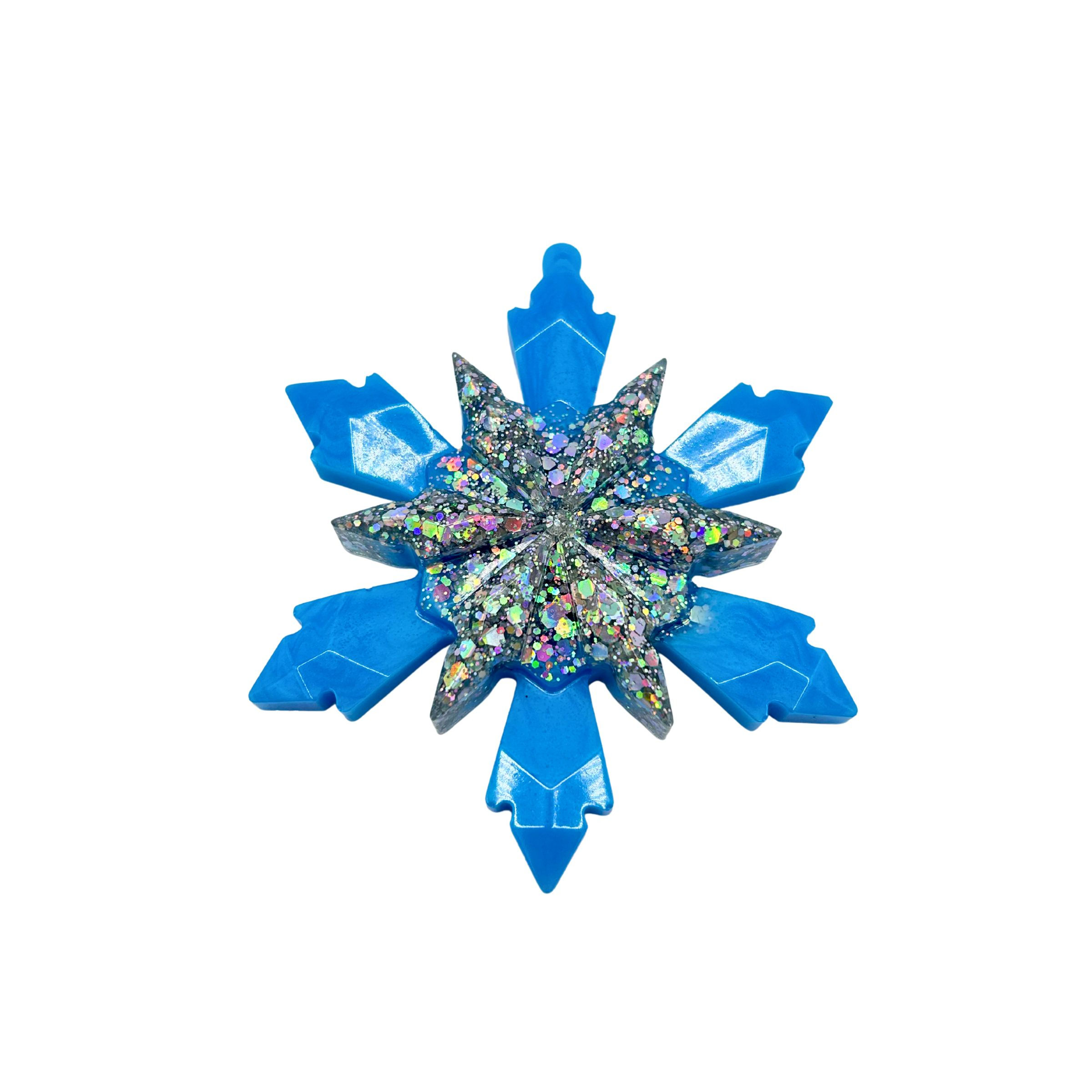 Winterstern in Silber Holo Glitzer/Blue Heaven