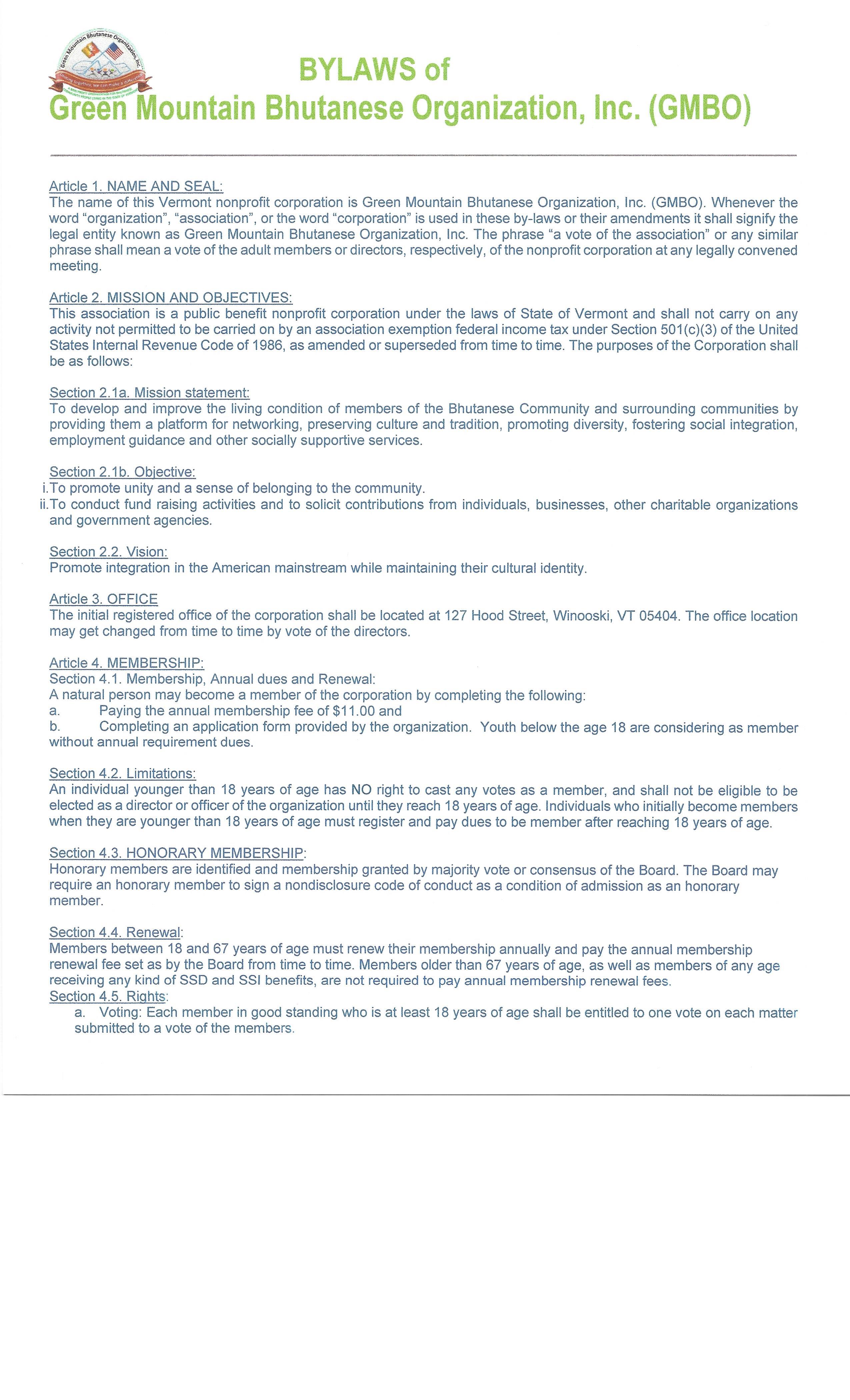 GMBO By-Laws (Page 1 of 8)
