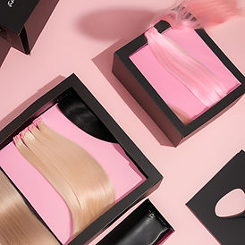 blonde extensions in a black subscription box 