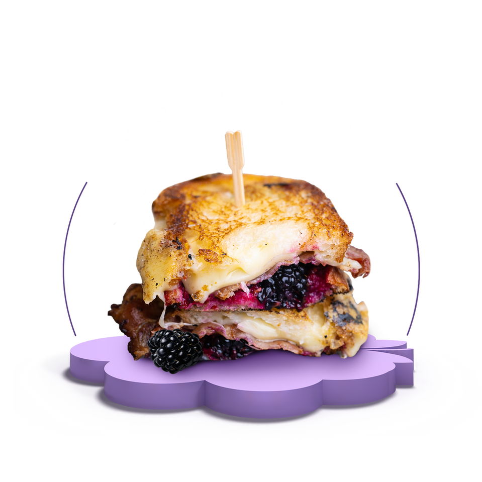 Sweet Karoline Blackberries, bacon and cheese grilled sandwich