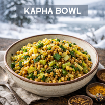 Poêlée de sarrasin, chou vert & poireau aux épices 