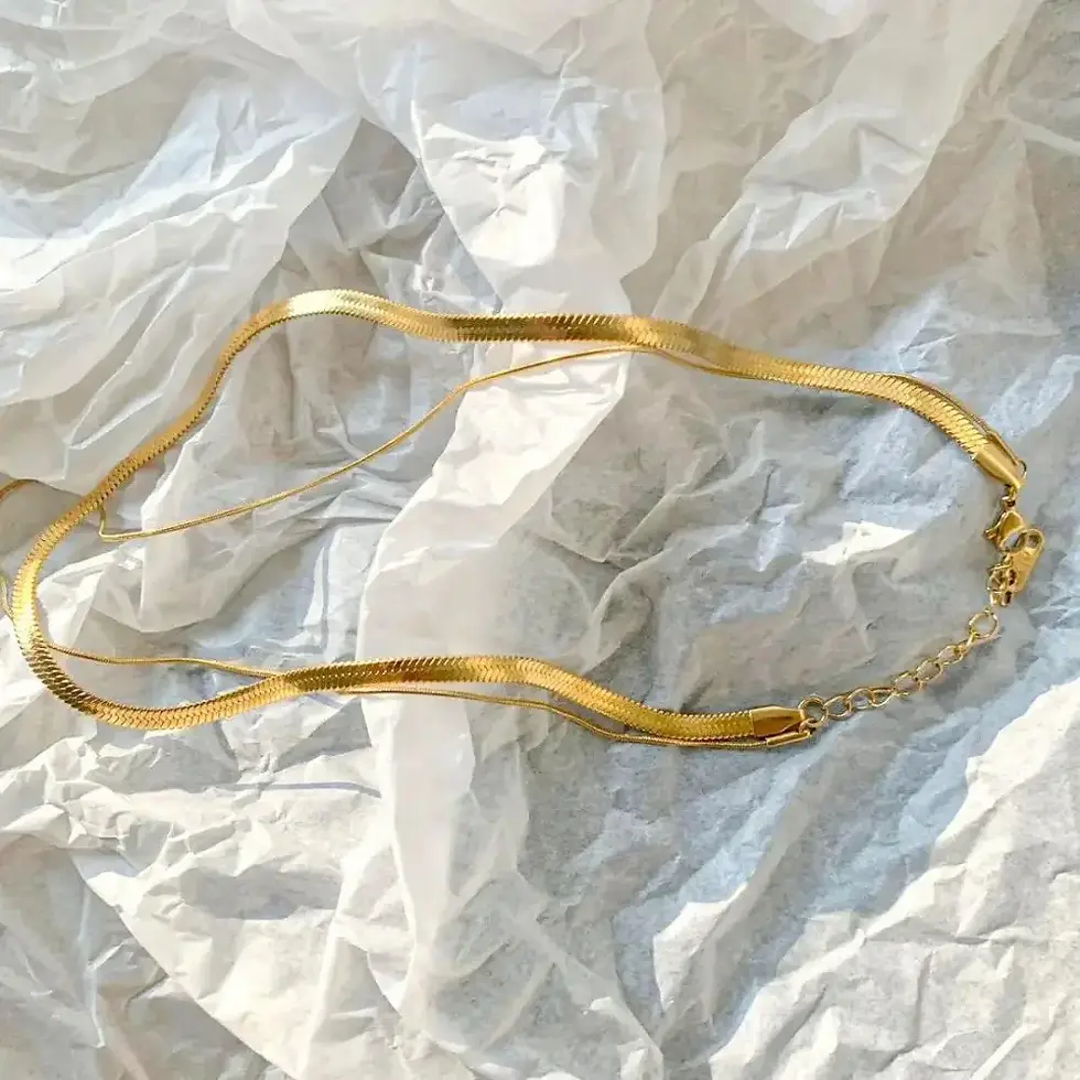 Thumbnail: Mariasz Minimalist Snake Lariat Double Chain Necklace Bohemian Gold Color Collar