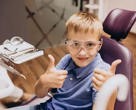 Little boy patient at dentist