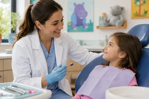 pediatric dentist with a child