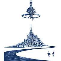 cyanotype mont saint michel futuriste science fiction