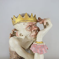 sculpture céramique roi rose blanc grotesque surréalisme pop art