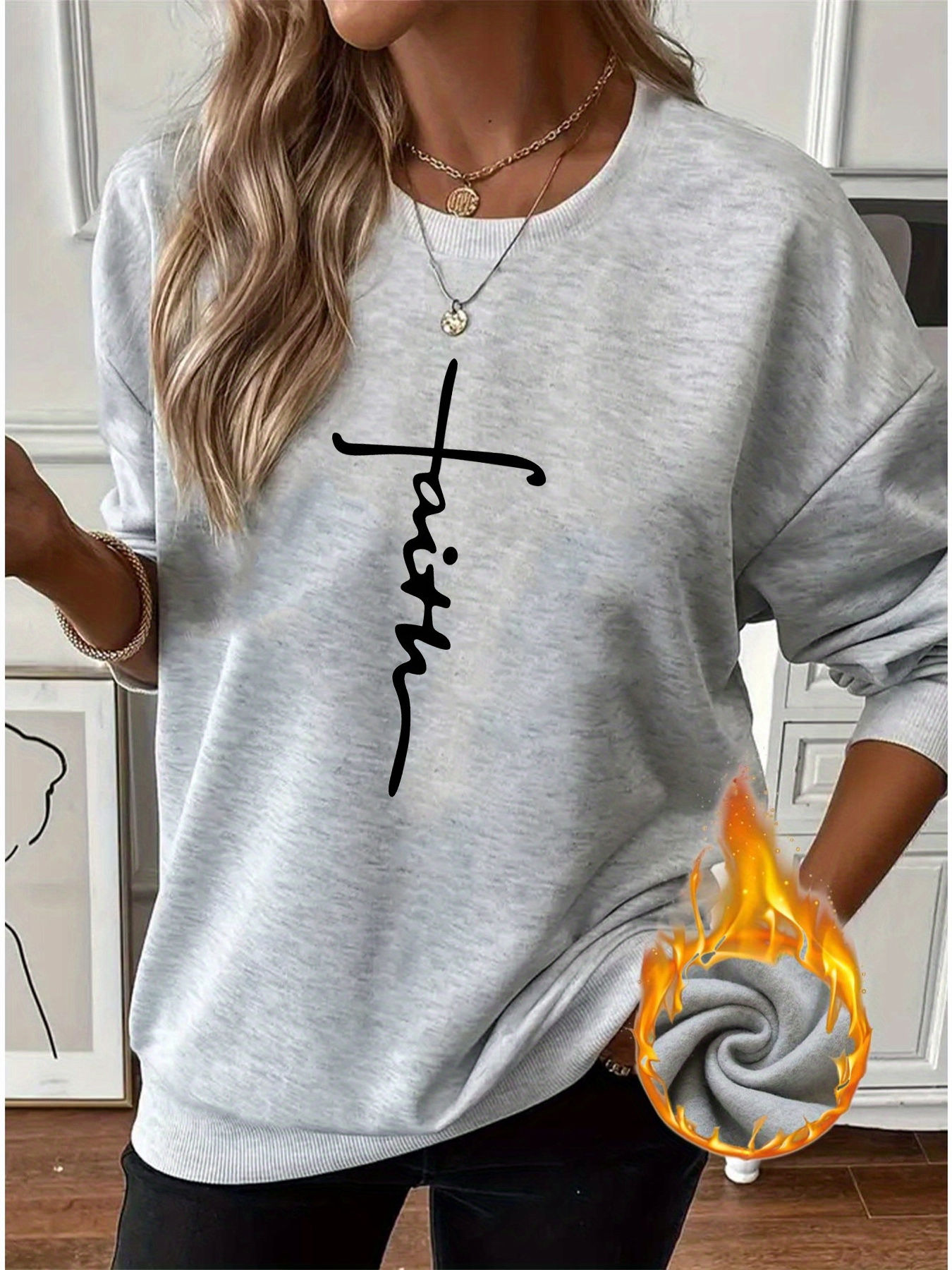 Women's autumn and winter casual fashion loose comfortable warm cross faith grap