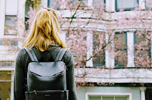 Student Looking at Building