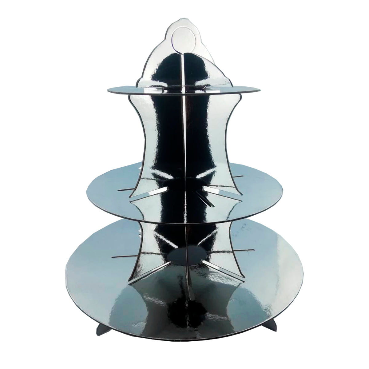 Torre Para Cupcakes Y Postres 3 Niveles Metalizada Plateada