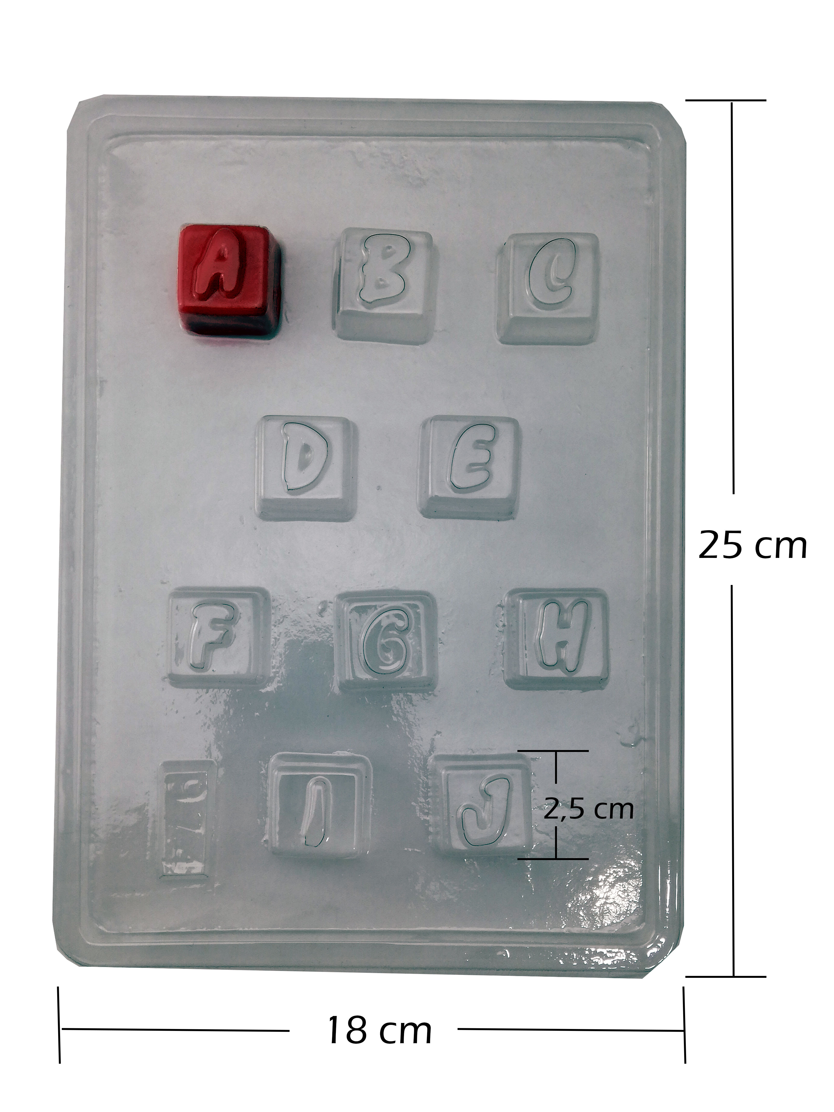 Juego 3 Moldes Acetato Abecedario Cubos 2,5 Cm Chocolates