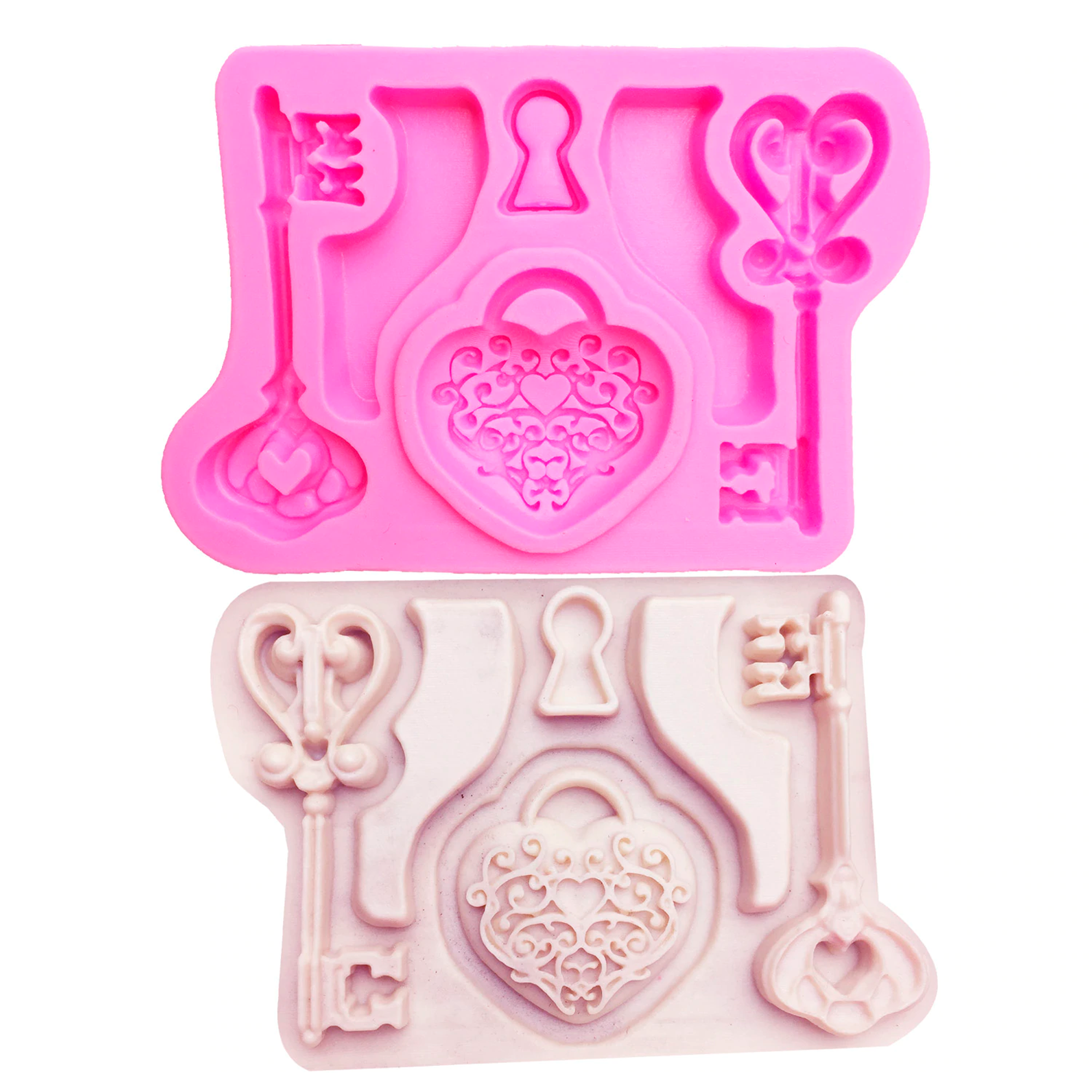 Moldes Silicon Candado Corazón Y Llaves Fondant Y Chocolate