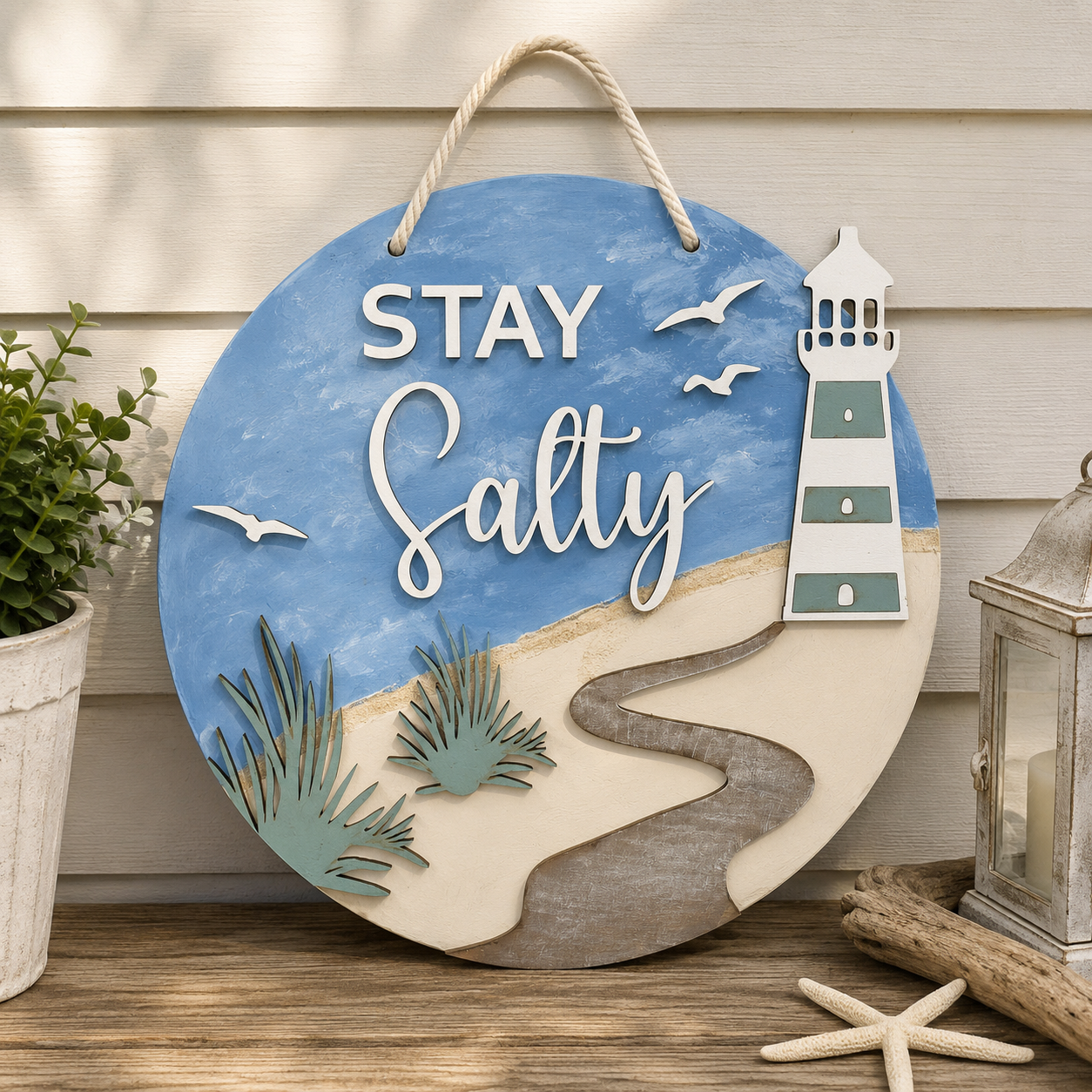 3D DIY Sign Project 18" round "Stay Salty-Lighthouse" DIY