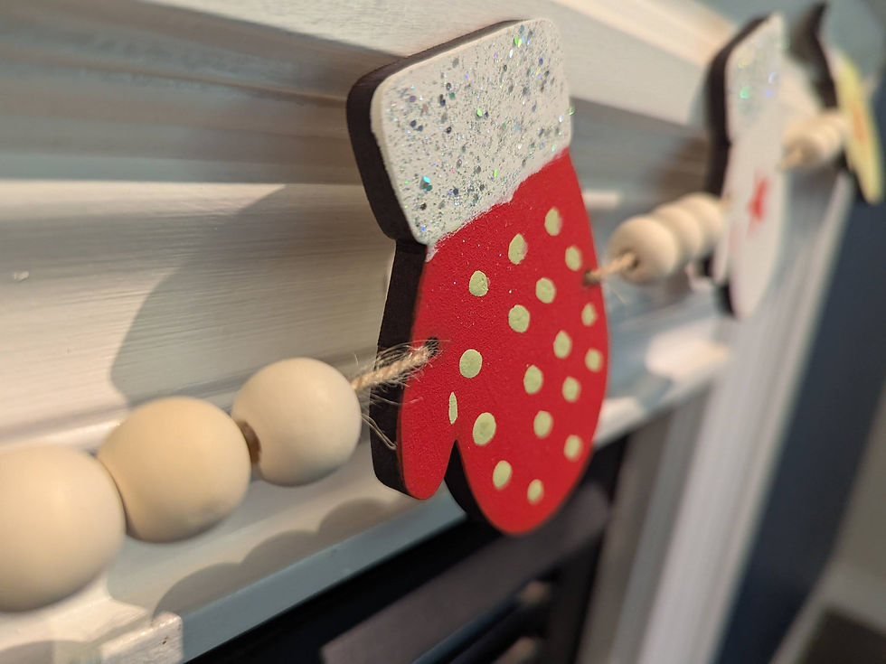 Thumbnail: 3D  DIY Art Project "Mittens" 5ft wooden garland