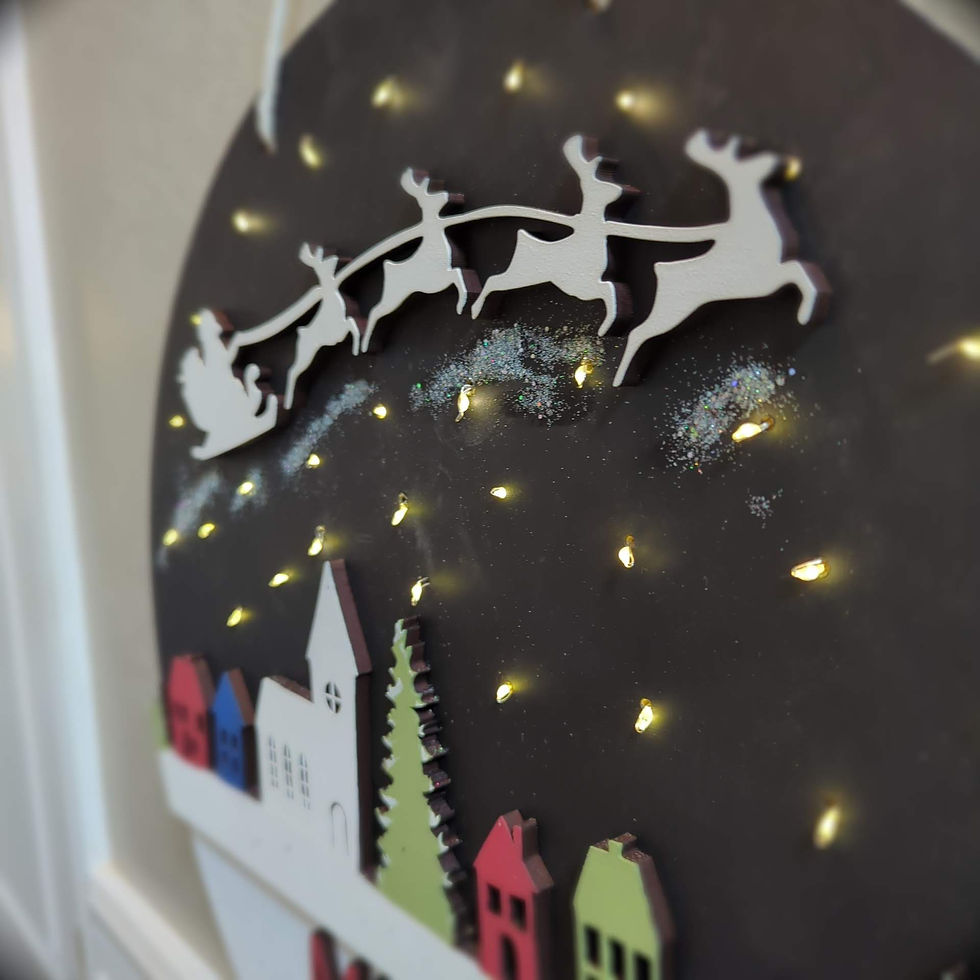 Thumbnail: 3D Lighted  DIY Sign Project "Merry Xmas - Village"  18" round