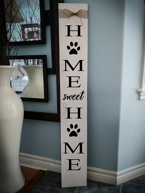 Home Sweet Home Paws Medium Porch Sign 7x48 Urban Rustic