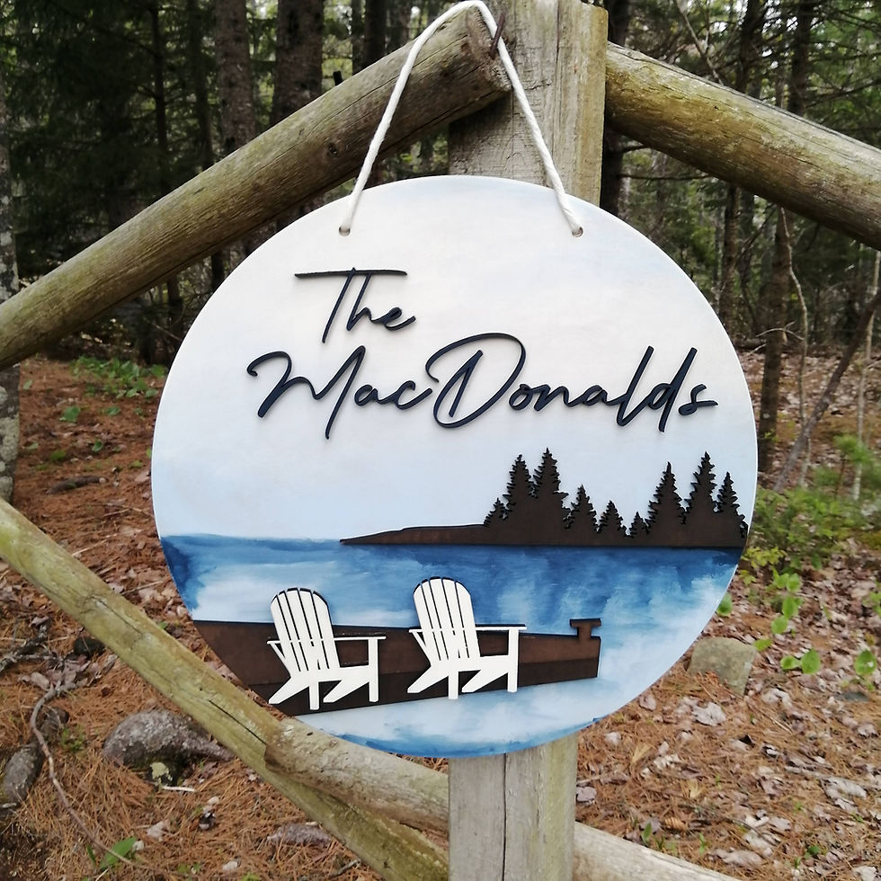 Thumbnail: 3D  DIY Sign Project " Surname  Lake/Chairs" 18" round