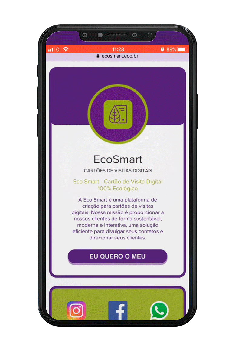 EcoSmart Cartão de Visita Digital Interativo - Simulação