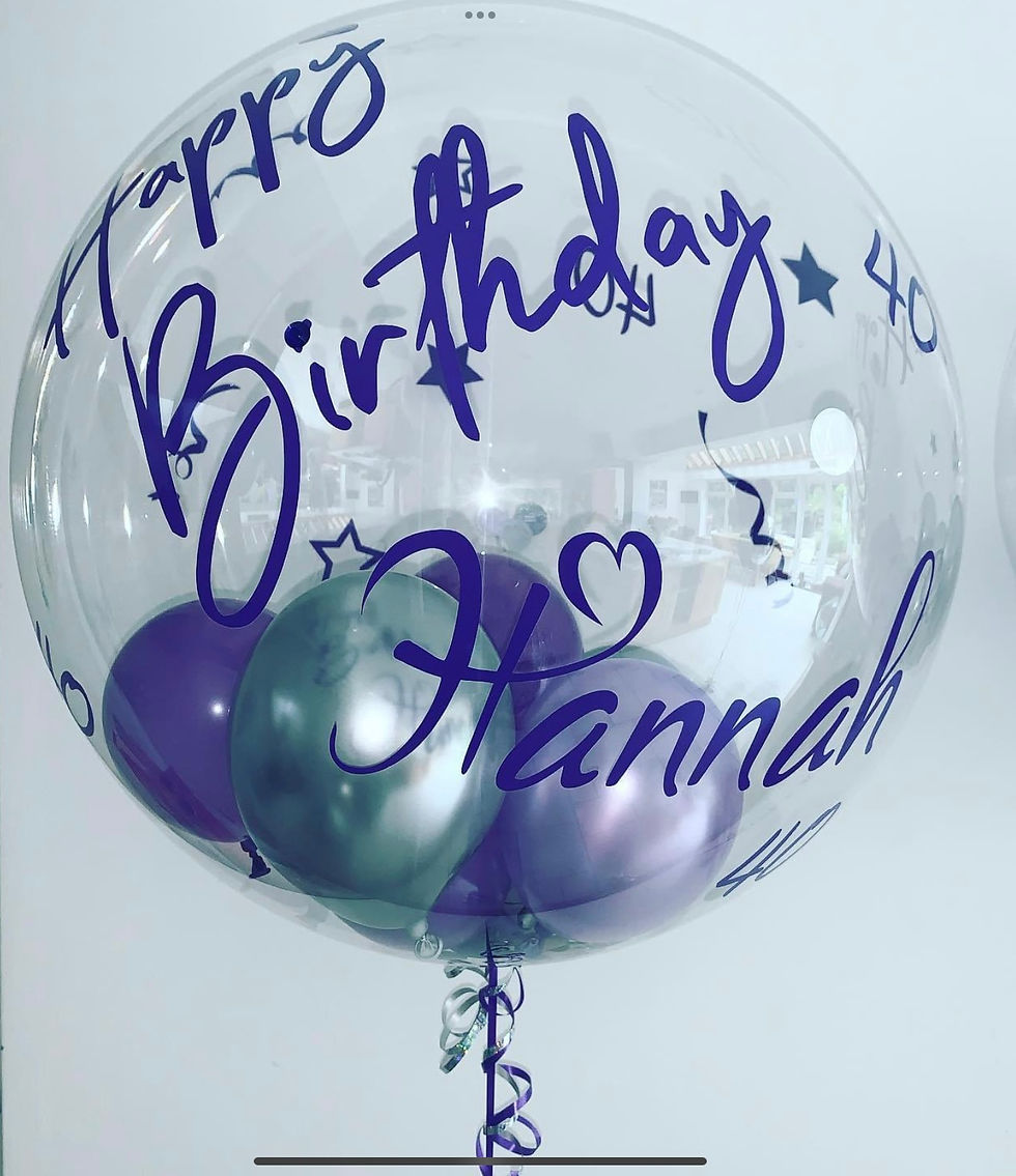 Clear Bubble with Purple & Silver Mini Balloons
