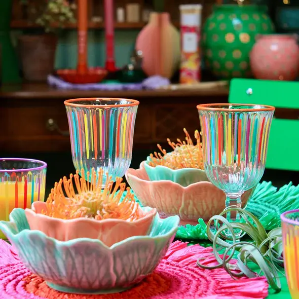 Thumbnail: Bright Striped Wine Glass