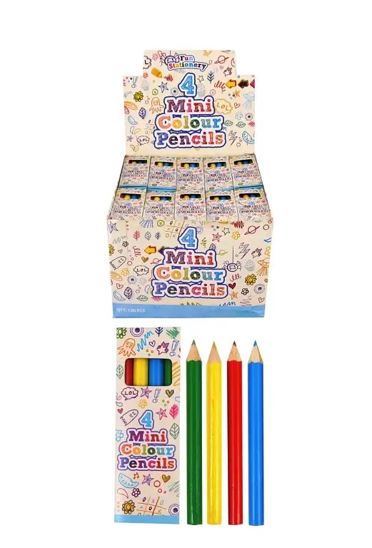 8.5cm Mini Colouring Pencils - 4pk