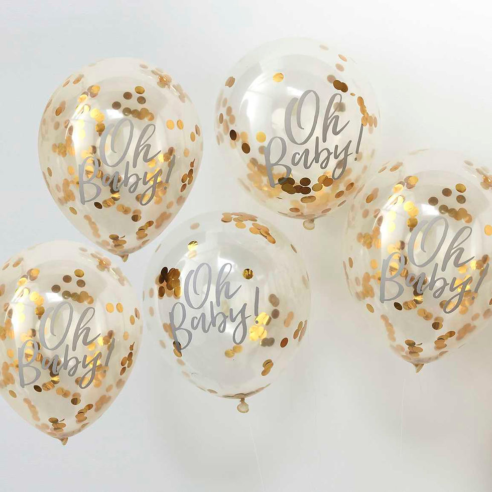 Gold Confetti Oh Baby Shower Balloons - 5pk