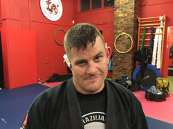 Kev demonstrating ear gumshields